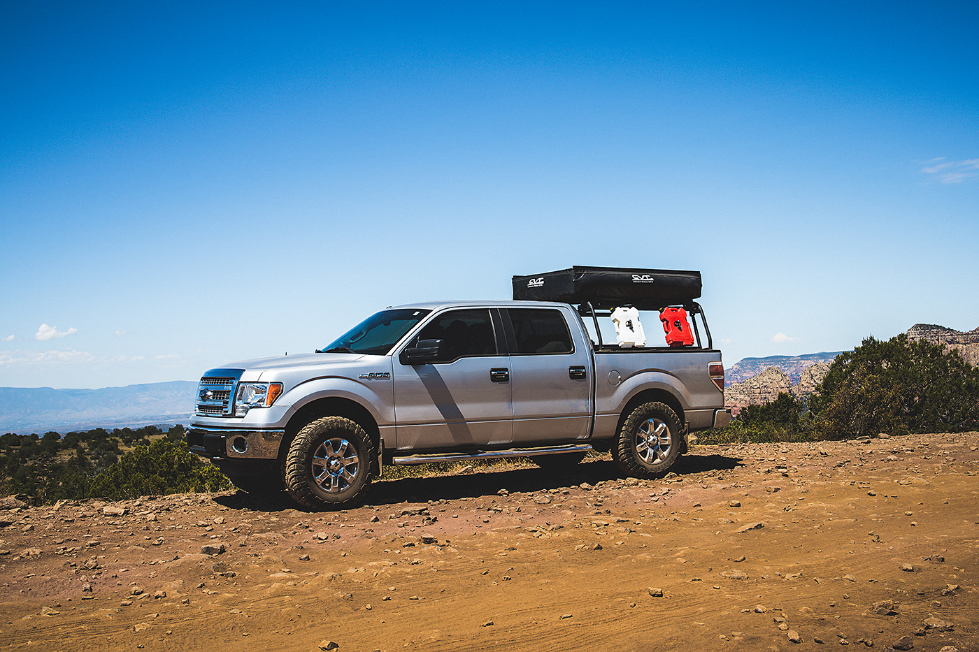 F150 truck with Leitner Rack and CVT Rooftop tent